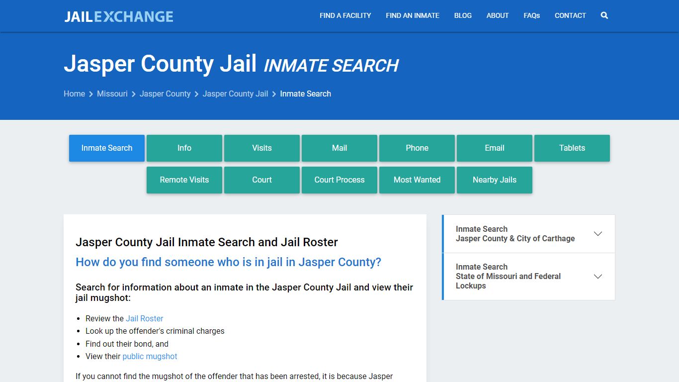 Inmate Search: Roster & Mugshots - Jasper County Jail, MO