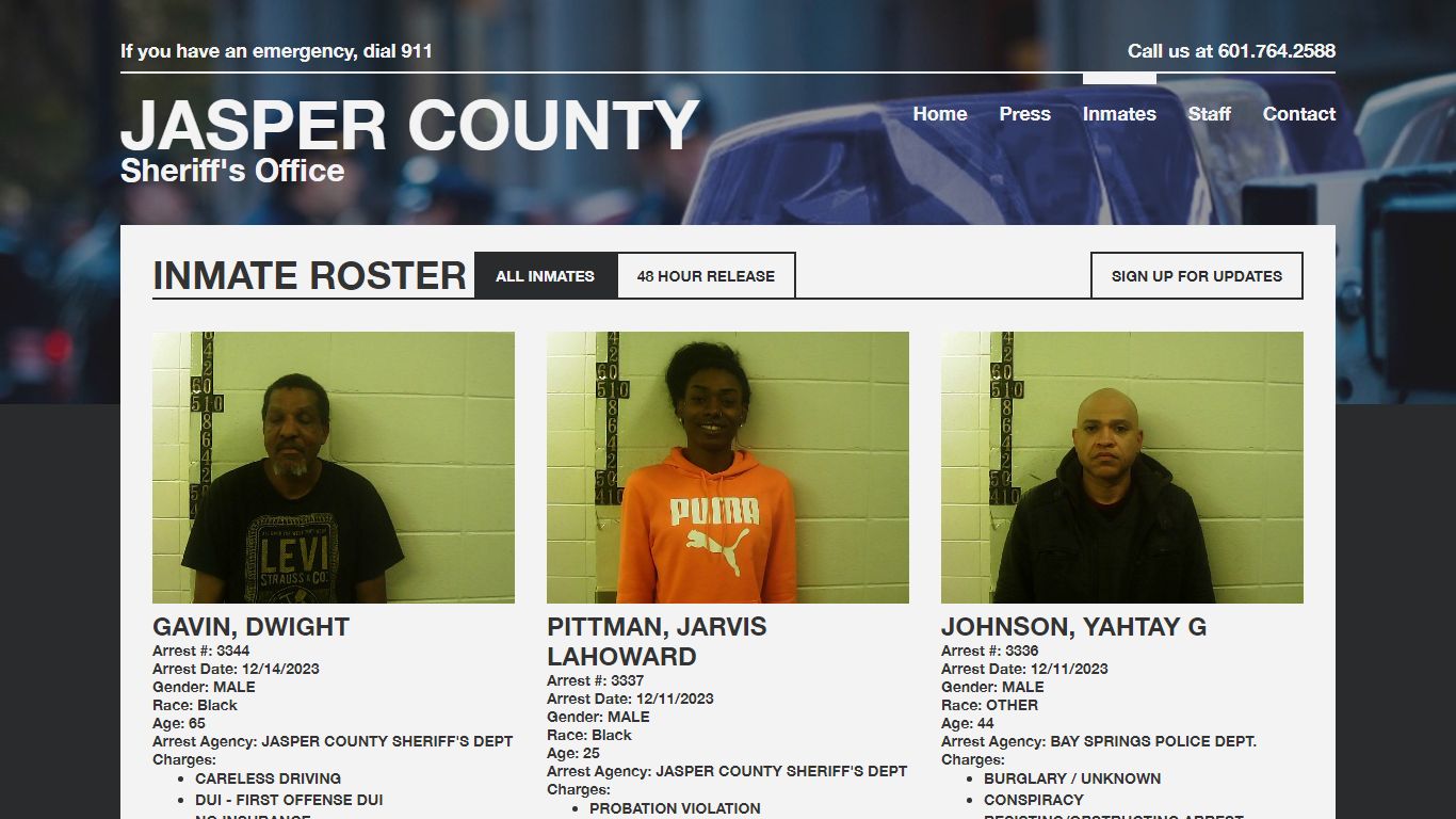 Inmate Roster | Jasper SO